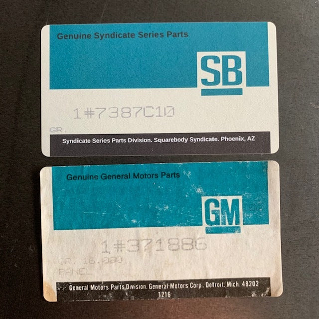 NOS "Genuine Syndicate Series Parts" Label