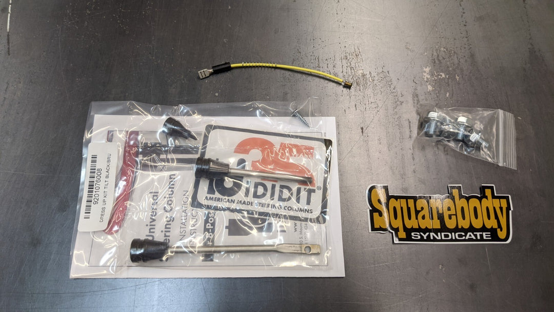 Tilt no shift, no ignition,  black powder coat! Syndicate Series by IDIDIT shortened steering column for floor shift trucks manual or automatic!