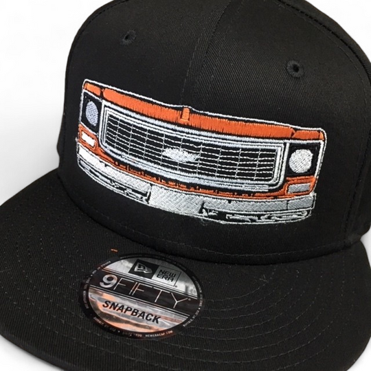 LIMITED ORANGE FRONT END NEW ERA 9FIFTY SNAPBACK BLACK HAT