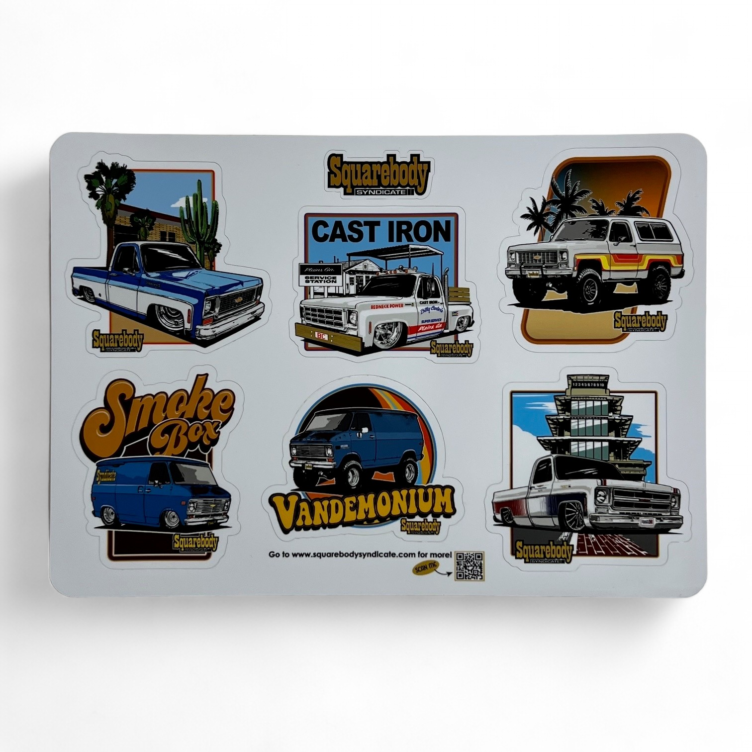 ONLY SQUARES STICKER DECAL For Squarebody GM GMC Sierra Chevy Silverado C10 Trucks – White & Blue Vinyl