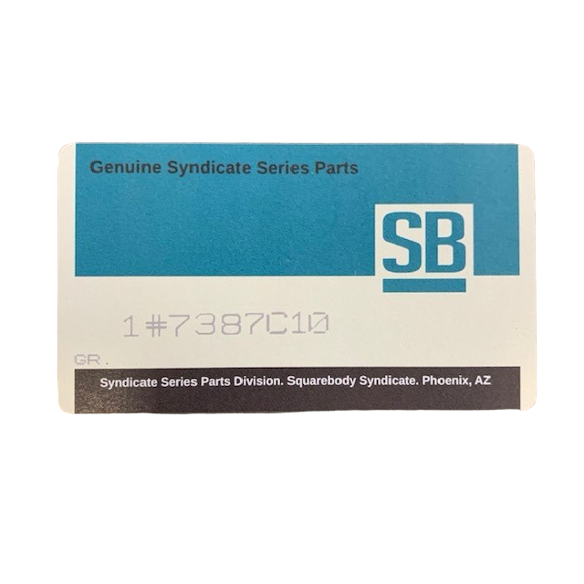 NOS "Genuine Syndicate Series Parts" Label