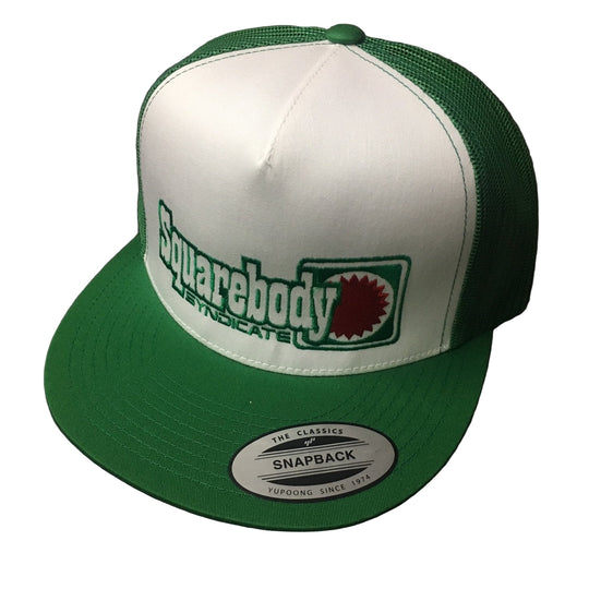 70'S TRUCKER GREEN AND WHITE SNAPBACK RETRO TRUCKER MESH SBS LOGO #4 HAT