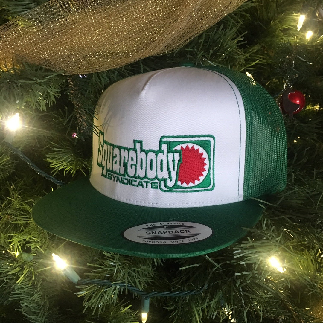 70'S TRUCKER GREEN AND WHITE SNAPBACK RETRO TRUCKER MESH SBS LOGO #4 HAT